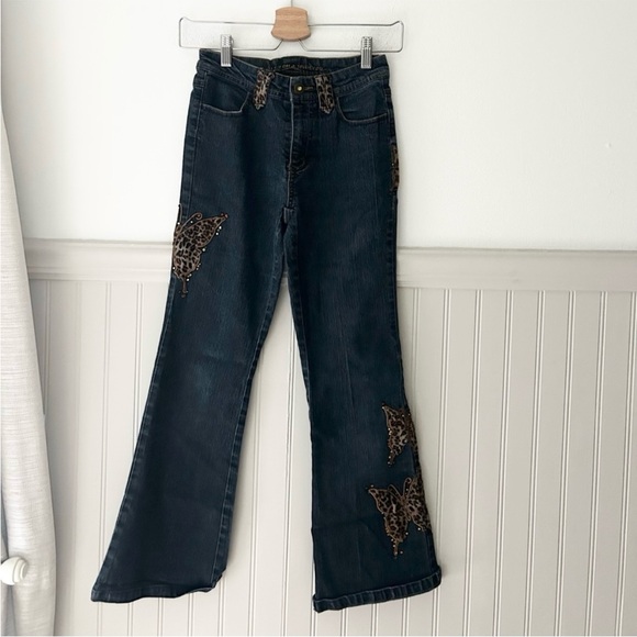 Arizona Jean Company Other - Y2K Arizona Jean Company Girls 12 Slim Dark Blue Jeans Leopard Butterfly Flares